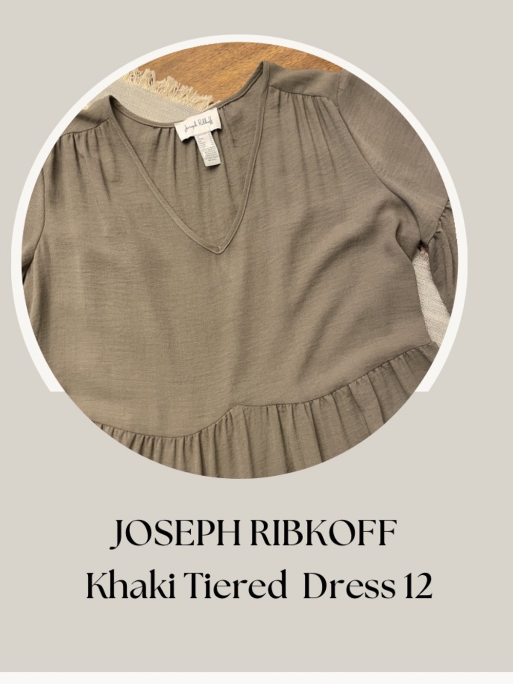 JOSEPH RIBKOFF Khaki Tiered  Dress 12
